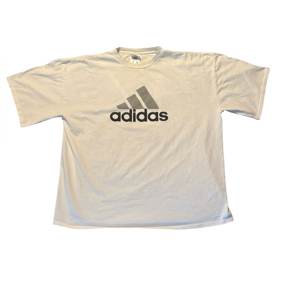 Vintage Y2K Adidas Short Sleeve T Shirt XXL Big Front Graphic Spellout White